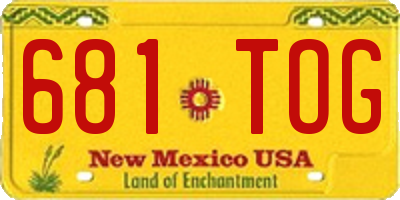 NM license plate 681TOG