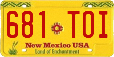 NM license plate 681TOI