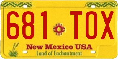 NM license plate 681TOX