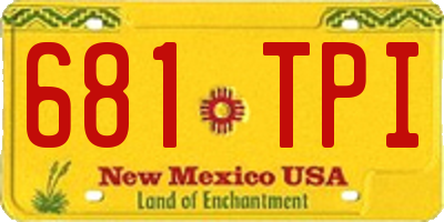 NM license plate 681TPI