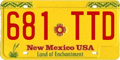 NM license plate 681TTD