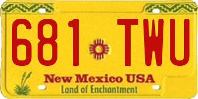 NM license plate 681TWU