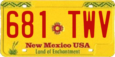 NM license plate 681TWV