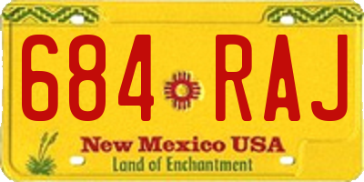 NM license plate 684RAJ