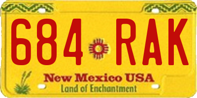 NM license plate 684RAK