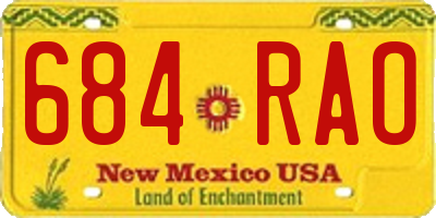 NM license plate 684RAO