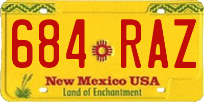 NM license plate 684RAZ