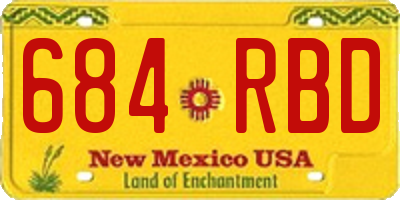 NM license plate 684RBD