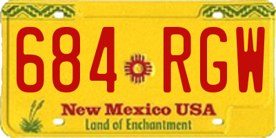 NM license plate 684RGW