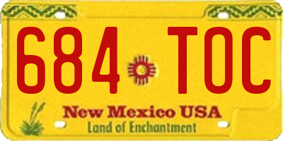 NM license plate 684TOC