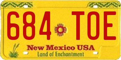 NM license plate 684TOE
