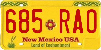 NM license plate 685RAO