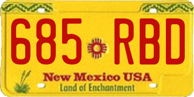 NM license plate 685RBD