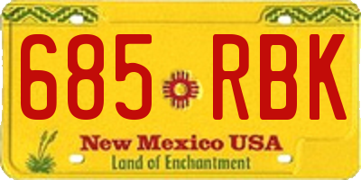 NM license plate 685RBK