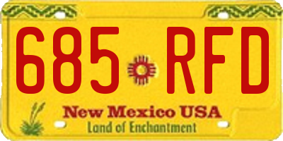 NM license plate 685RFD