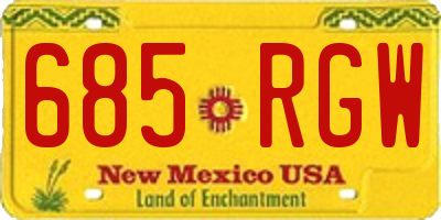 NM license plate 685RGW