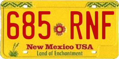 NM license plate 685RNF
