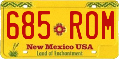 NM license plate 685ROM