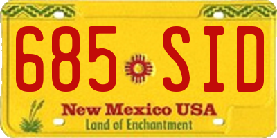 NM license plate 685SID