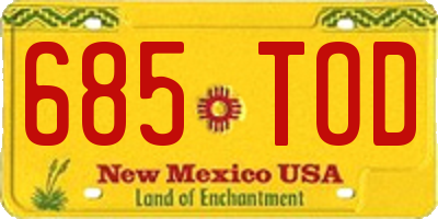 NM license plate 685TOD