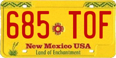 NM license plate 685TOF
