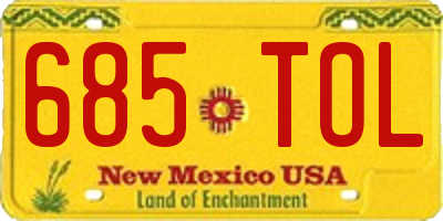 NM license plate 685TOL