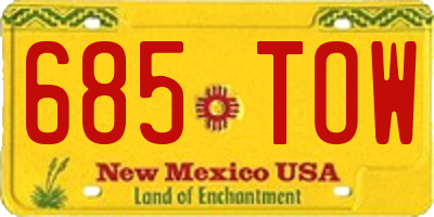 NM license plate 685TOW