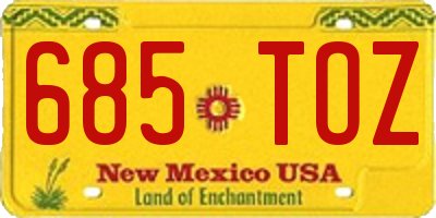 NM license plate 685TOZ