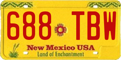 NM license plate 688TBW
