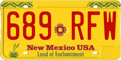 NM license plate 689RFW