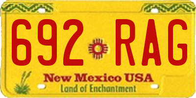 NM license plate 692RAG