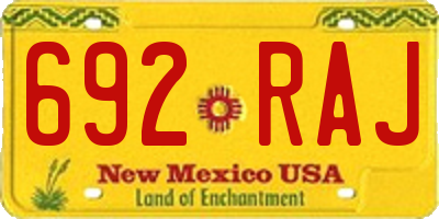 NM license plate 692RAJ