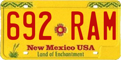 NM license plate 692RAM