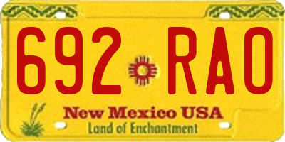 NM license plate 692RAO
