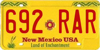 NM license plate 692RAR