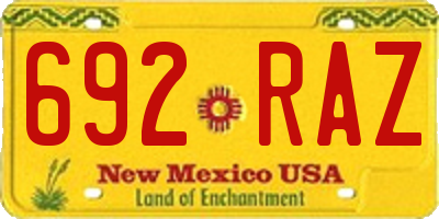 NM license plate 692RAZ