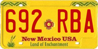 NM license plate 692RBA