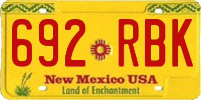 NM license plate 692RBK