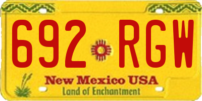 NM license plate 692RGW