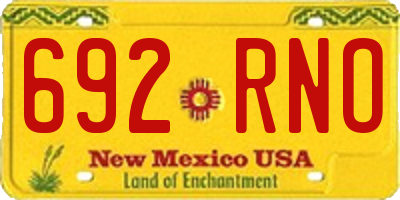 NM license plate 692RNO