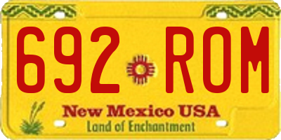 NM license plate 692ROM