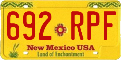 NM license plate 692RPF