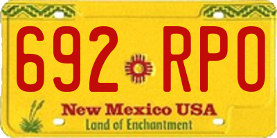 NM license plate 692RPO