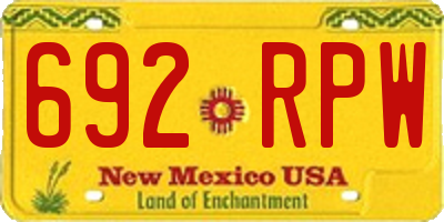 NM license plate 692RPW