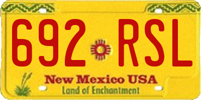NM license plate 692RSL