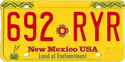 NM license plate 692RYR