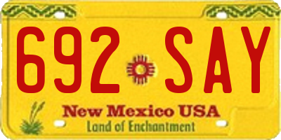 NM license plate 692SAY