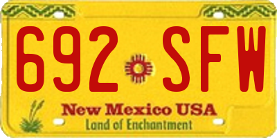 NM license plate 692SFW
