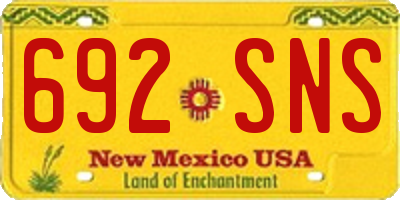 NM license plate 692SNS
