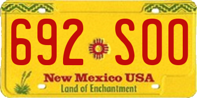 NM license plate 692SOO